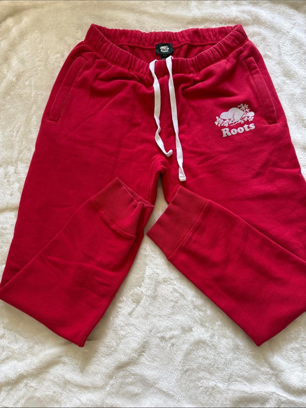 Roots Red Joggers with White Drawstring